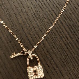 Goldtone Guess Lock and Key Necklace